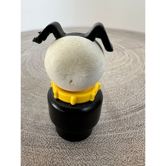 Vintage Fisher-Price Little People Puppy Dog Black and White Yellow Collar - Picture 2 of 4